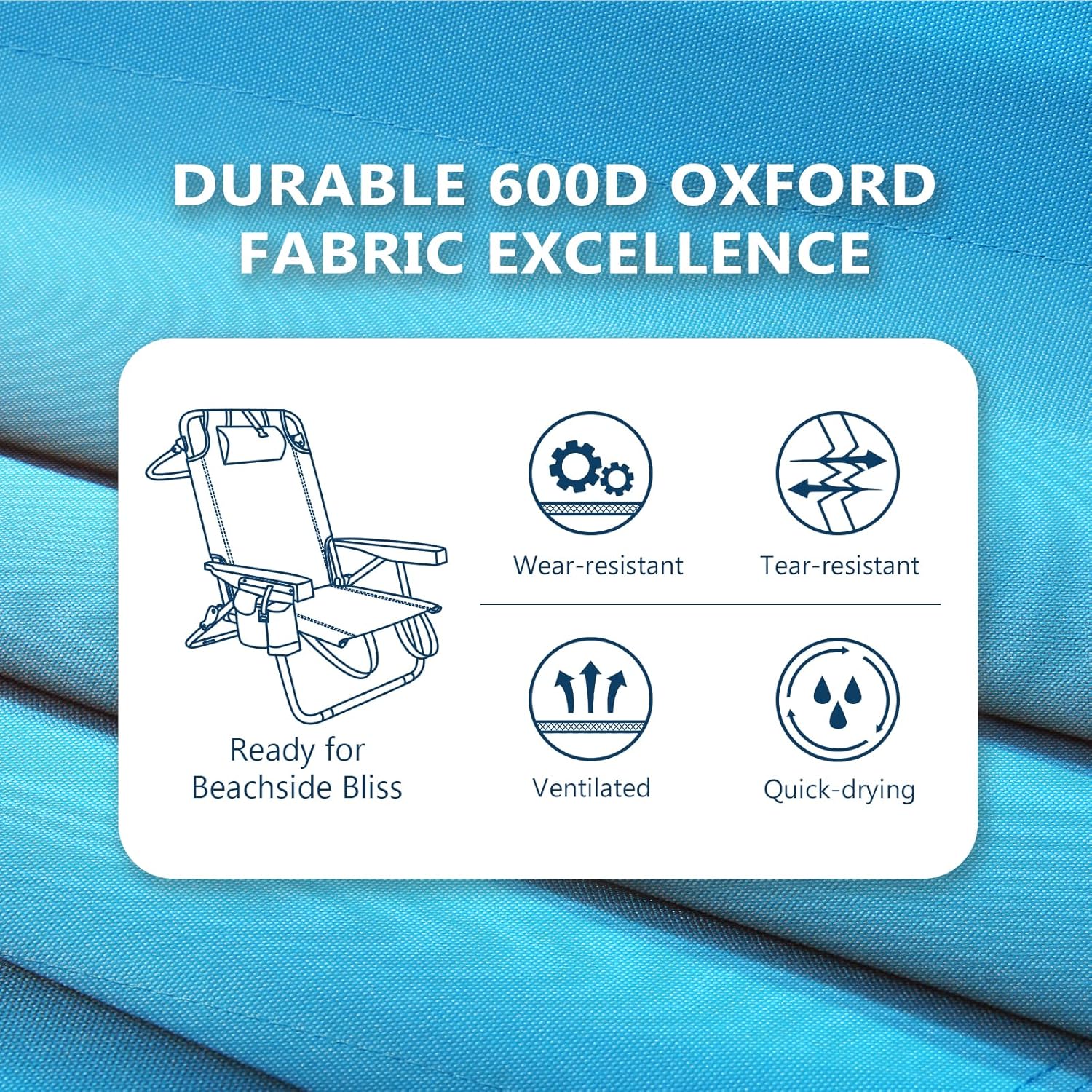 Lot de 2 chaises de plage compactes et portables pour adultes, en aluminium, 5 positions, avec pochette isotherme