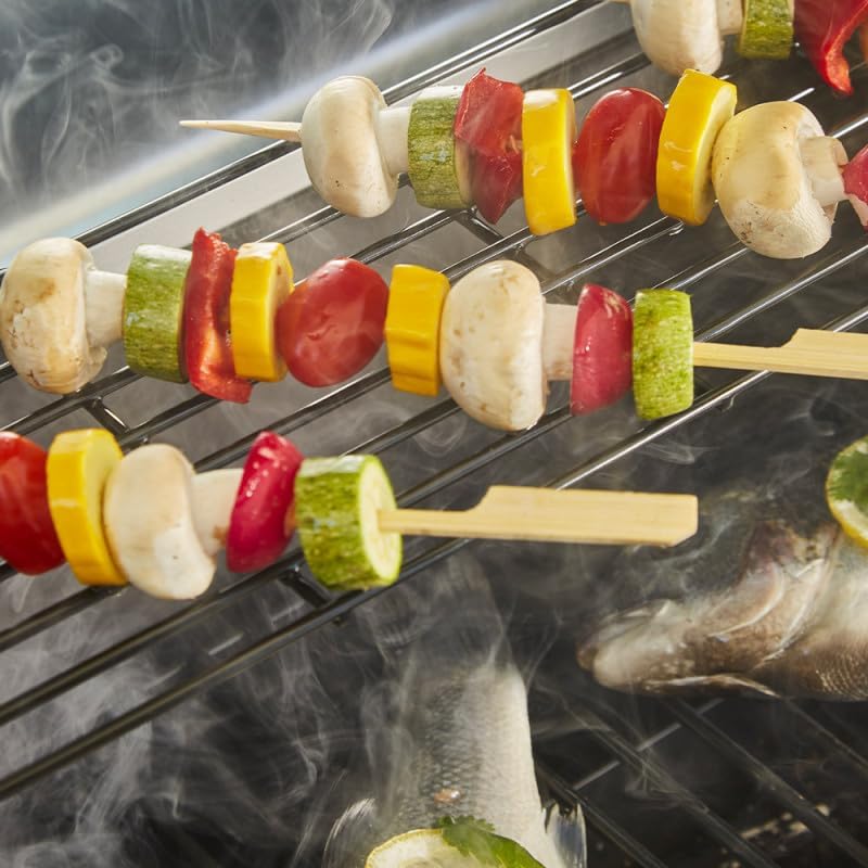 BRASERO - Bi-Energy L Barbecue Houtskoolbarbecue 49 x 42 cm en Gasgrill 48 x 42 cm - 2 Gasbranders - 7,2 kW - Zwart 