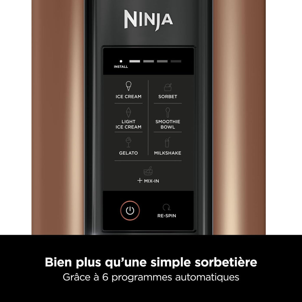 Sorbetière Ninja CREAMi 7 programmes pour glaces sorbets smoothies et milkshakes, noir/argent 1,4 L
