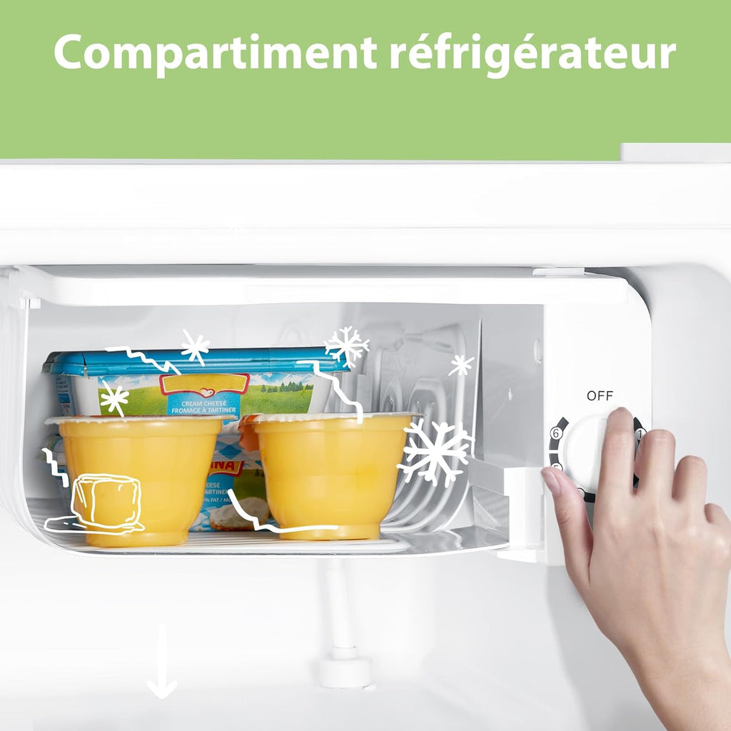 Comfee' RCD50WH2(E) Mini Réfrigérateur/Glacière 43L avec Compartiment Congélateur/Petit Réfrigérateur pour Chambre et Bureau/Refroidissement Rapide dans le Refroidisseur/Contrôle de Température/Blanc