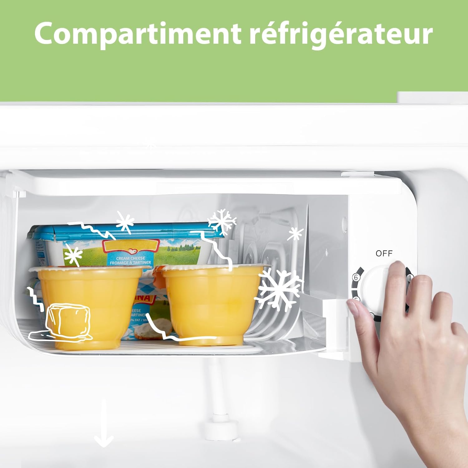 Comfee' RCD50WH2(E) Mini Réfrigérateur/Glacière 43L avec Compartiment Congélateur/Petit Réfrigérateur pour Chambre et Bureau/Refroidissement Rapide dans le Refroidisseur/Contrôle de Température/Blanc
