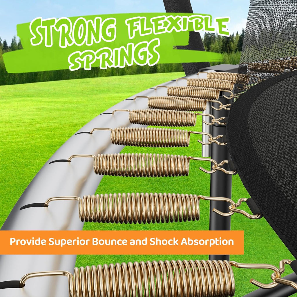 Trampoline récréatif Gigu de 10 pieds, 12 pieds et 14 pieds avec clôture et échelle, revêtement antirouille