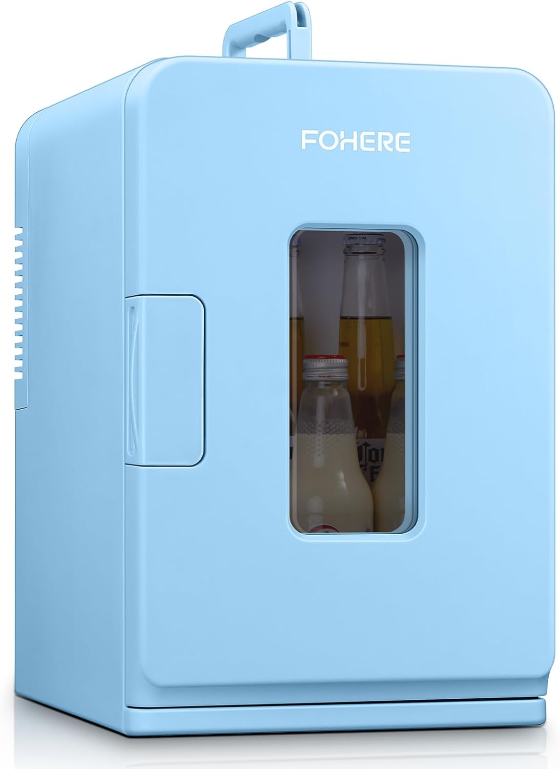 Mini réfrigérateur FOHERE 15 L/21 canettes, petit réfrigérateur portable 240 V/12 V, mode silencieux, fonction chaud/froid, cosmétique noir