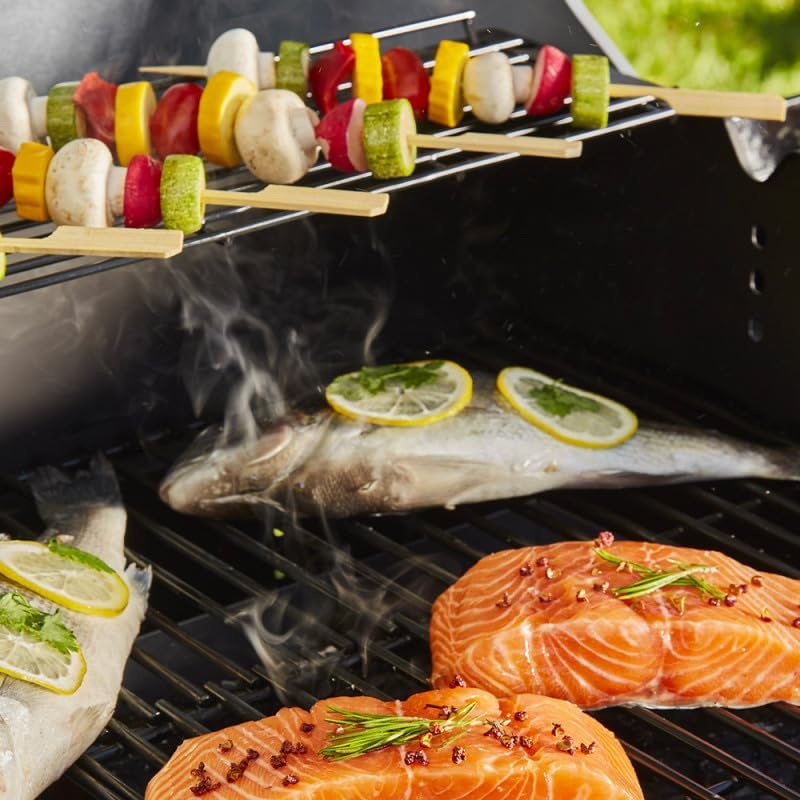 BRASERO - Bi-Energy L Barbecue Houtskoolbarbecue 49 x 42 cm en Gasgrill 48 x 42 cm - 2 Gasbranders - 7,2 kW - Zwart 