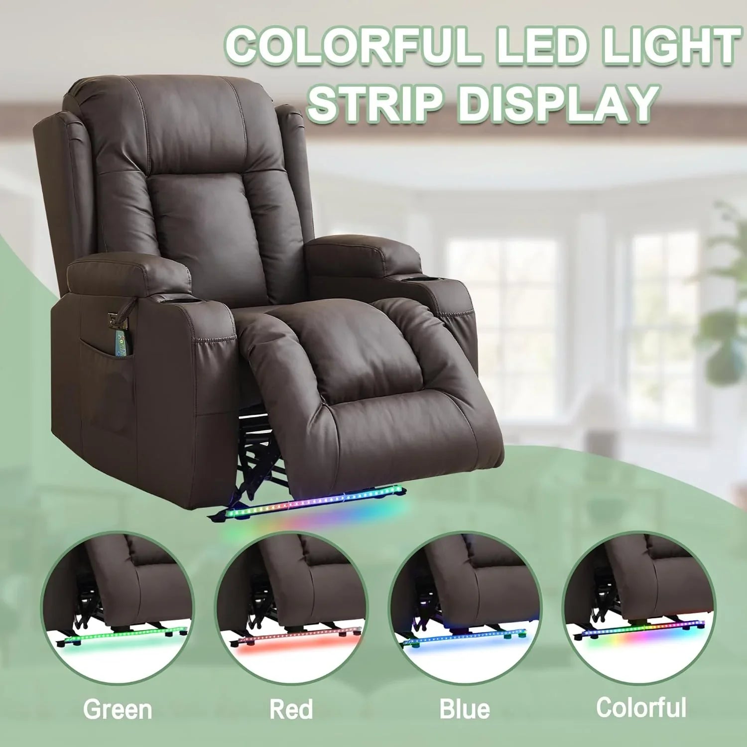 Canapé inclinable électrique TUNYI avec fonctions massage et chauffage, siège home cinéma avec console, canapé inclinable électrique pour camping-car