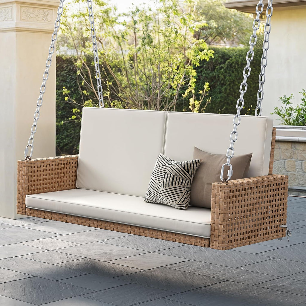 YITAHOME Balancelle suspendue pour porche, 3 places, banc d'extérieur en osier