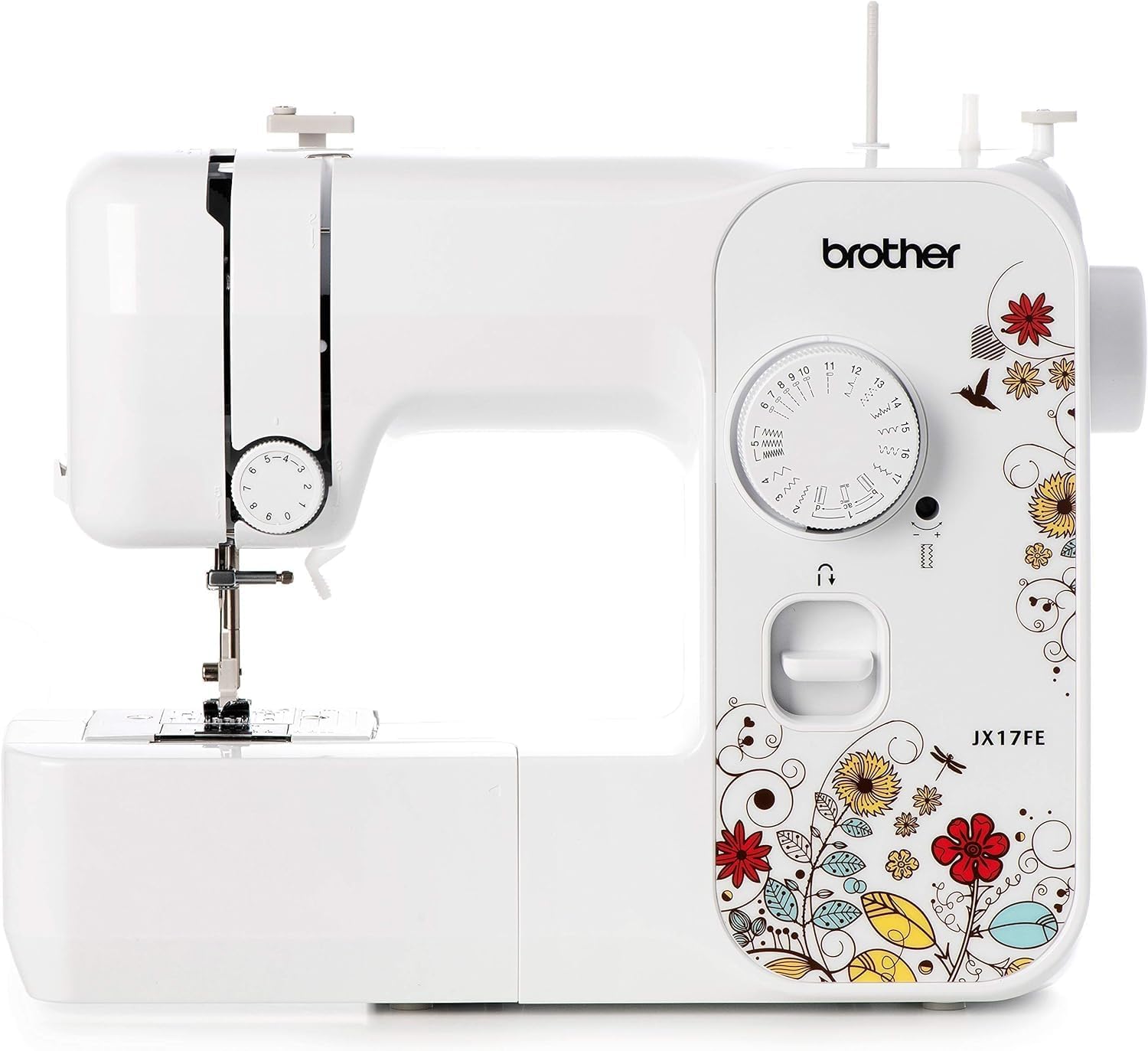 Brother JX17FE (Fantasy Edition) met verlengtafel en tas, naaimachine voor beginners, 17 verschillende steken, automatisch naaien, handige steken, elastiek en decoratieve steken. 