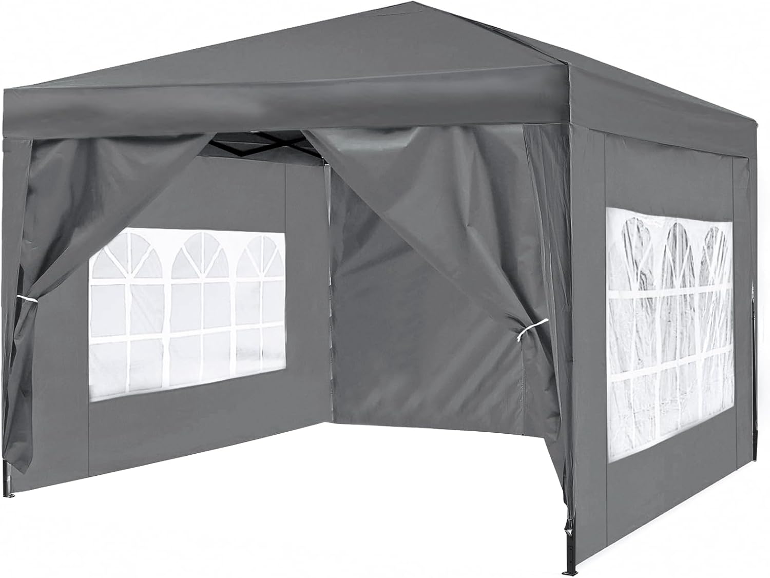ISE opvouwbare partytent, 3x3 opvouwbare partytent met gordijnen, tuinpaviljoen, in hoogte verstelbare opvouwbare partytent, 3x3 tent, tuinpaviljoen met UV50+ bescherming, duurzame campingpartytenten 