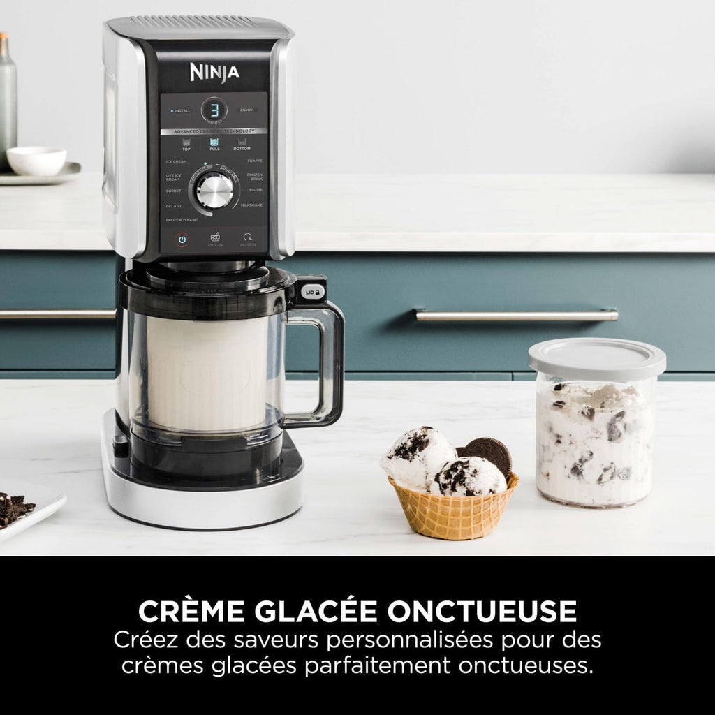Sorbetière Ninja CREAMi 7 programmes pour glaces sorbets smoothies et milkshakes, noir/argent 1,4 L