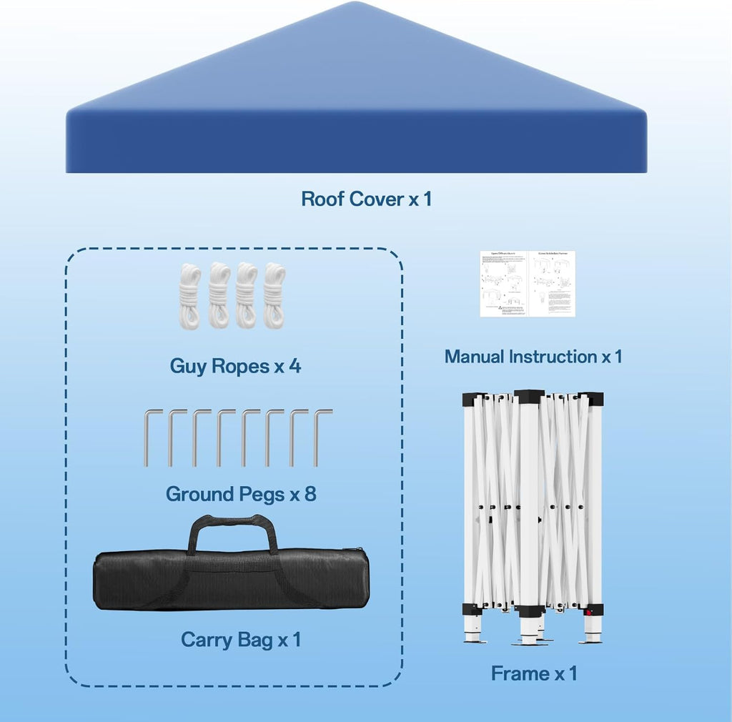 JUMMICO Waterdichte opvouwbare tuinpaviljoen, tuinpaviljoen voor buiten, in hoogte verstelbaar, Barnum UV50+, paviljoen voor kamperen, festivals, strand, tuinen 