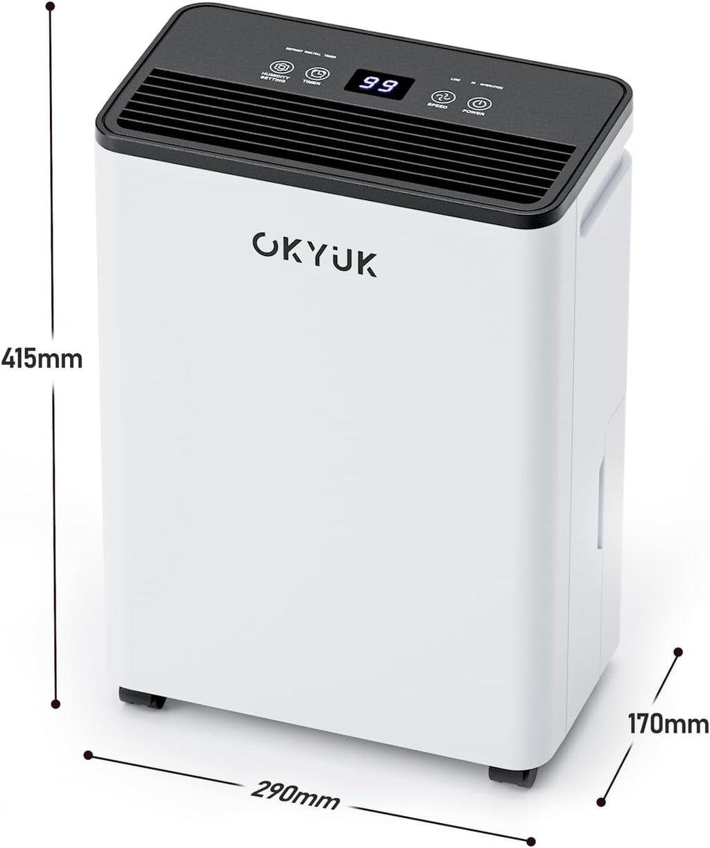 Déshumidificateur électrique 12 L avec affichage numérique de l'humidité, déshumidificateur pour maison de 40 m² avec arrêt automatique, idéal pour salles de bains, chambres, appartements et sous-sols