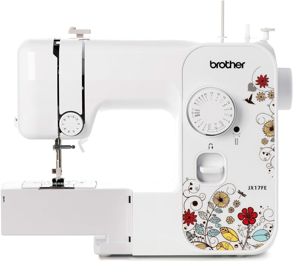 Brother JX17FE (Fantasy Edition) elektrische naaimachine voor beginners, draagbaar, 17 verschillende steken, automatisch naaien, handige steken, elastisch en decoratief, multifunctioneel 