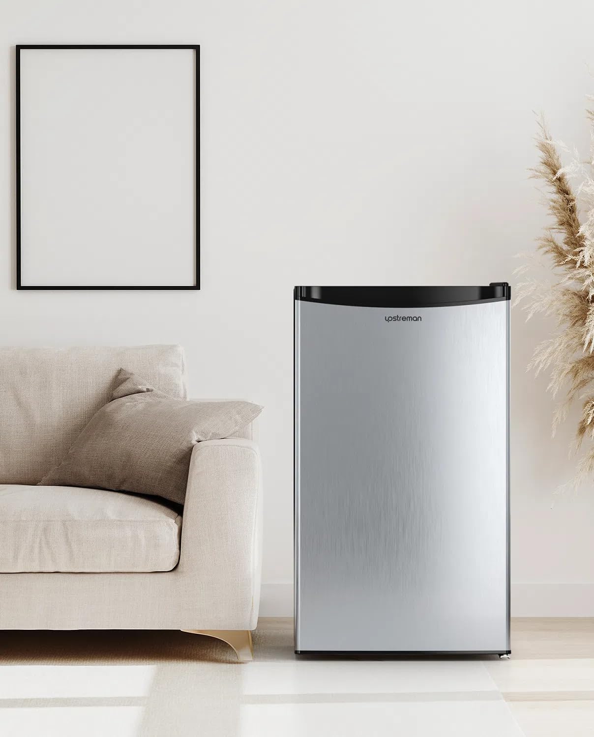 Mini réfrigérateur avec compartiment congélateur, bac à légumes 91L, thermostat réglable, silencieux