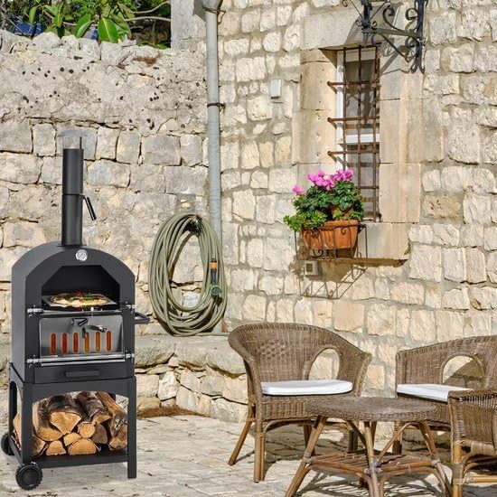 Four de jardin MaxxGarden Four à pizza Gril de jardin Pierre à pizza Gril de terrasse Four de jardin Fumoir 156 cm H x 64 cm L x 45 cm