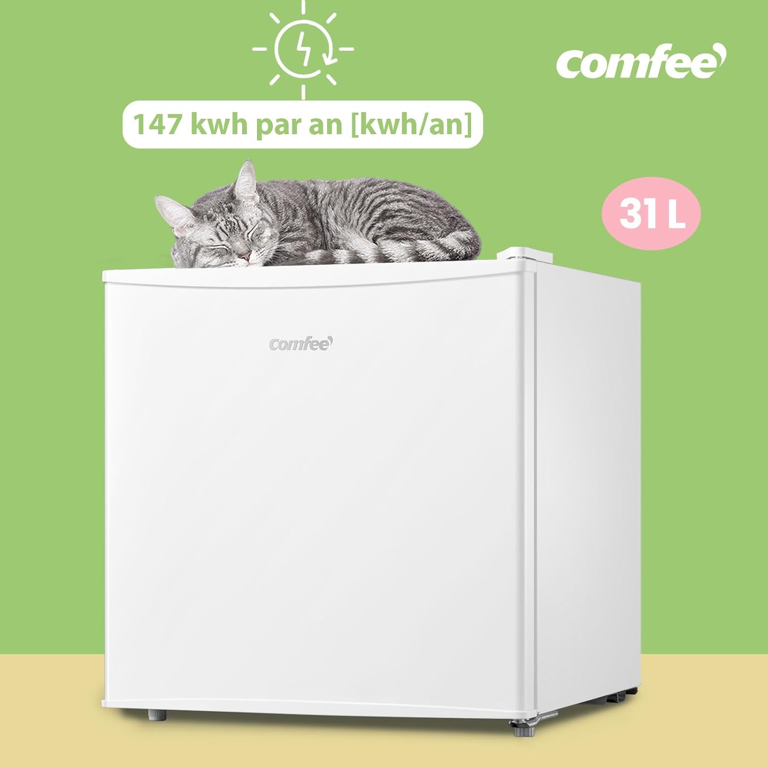 COMFEE' RCU40WH2(E) 31L Mini Congélateur, Porte Réversible, 4 Étoiles, Silencieux, pratique dans le Bureau, l'Hôtel et la Maison, Blanc