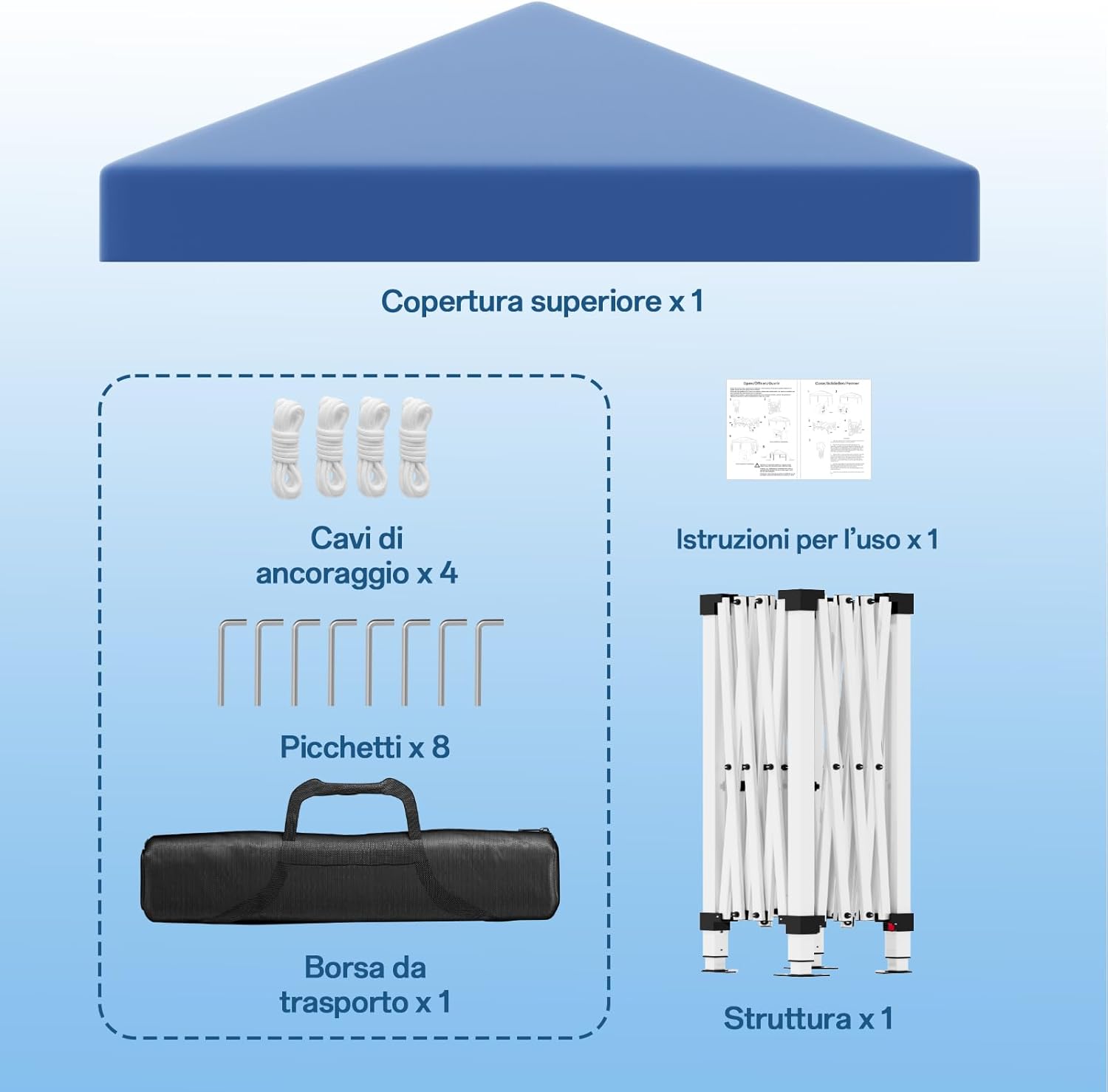 JUMMICO Waterdichte opvouwbare tuinpaviljoen, tuinpaviljoen voor buiten, in hoogte verstelbaar, Barnum UV50+, paviljoen voor kamperen, festivals, strand, tuinen 