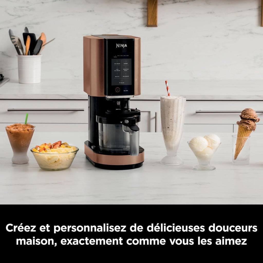 Sorbetière Ninja CREAMi 7 programmes pour glaces sorbets smoothies et milkshakes, noir/argent 1,4 L