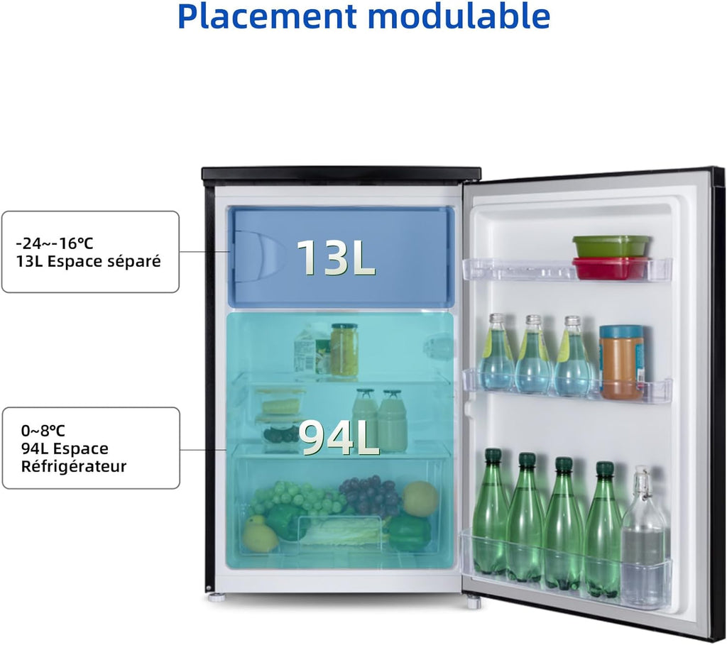 Mini réfrigérateur de table 46L 47 x 44,7 cm Avec porte-bouteilles Thermostat réglable