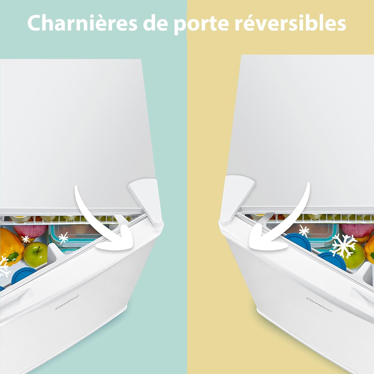 Comfee' RCD50WH2(E) Mini Réfrigérateur/Glacière 43L avec Compartiment Congélateur/Petit Réfrigérateur pour Chambre et Bureau/Refroidissement Rapide dans le Refroidisseur/Contrôle de Température/Blanc