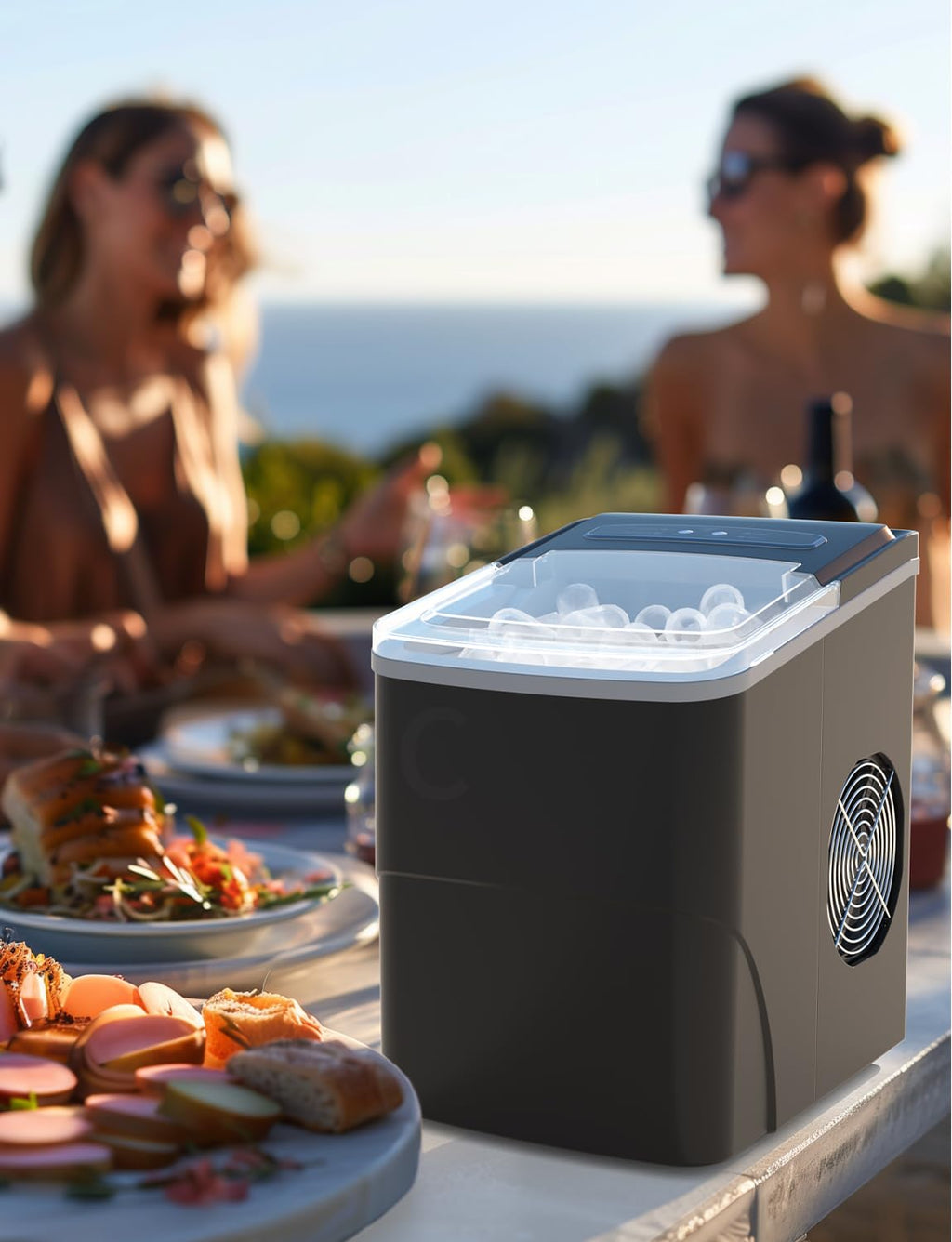 Machine à glaçons Produit 12 kg de glace en 24 heures Produit 9 glaçons en 6 à 8 minutes Livré avec une pelle à glace réversible et une poignée de transport