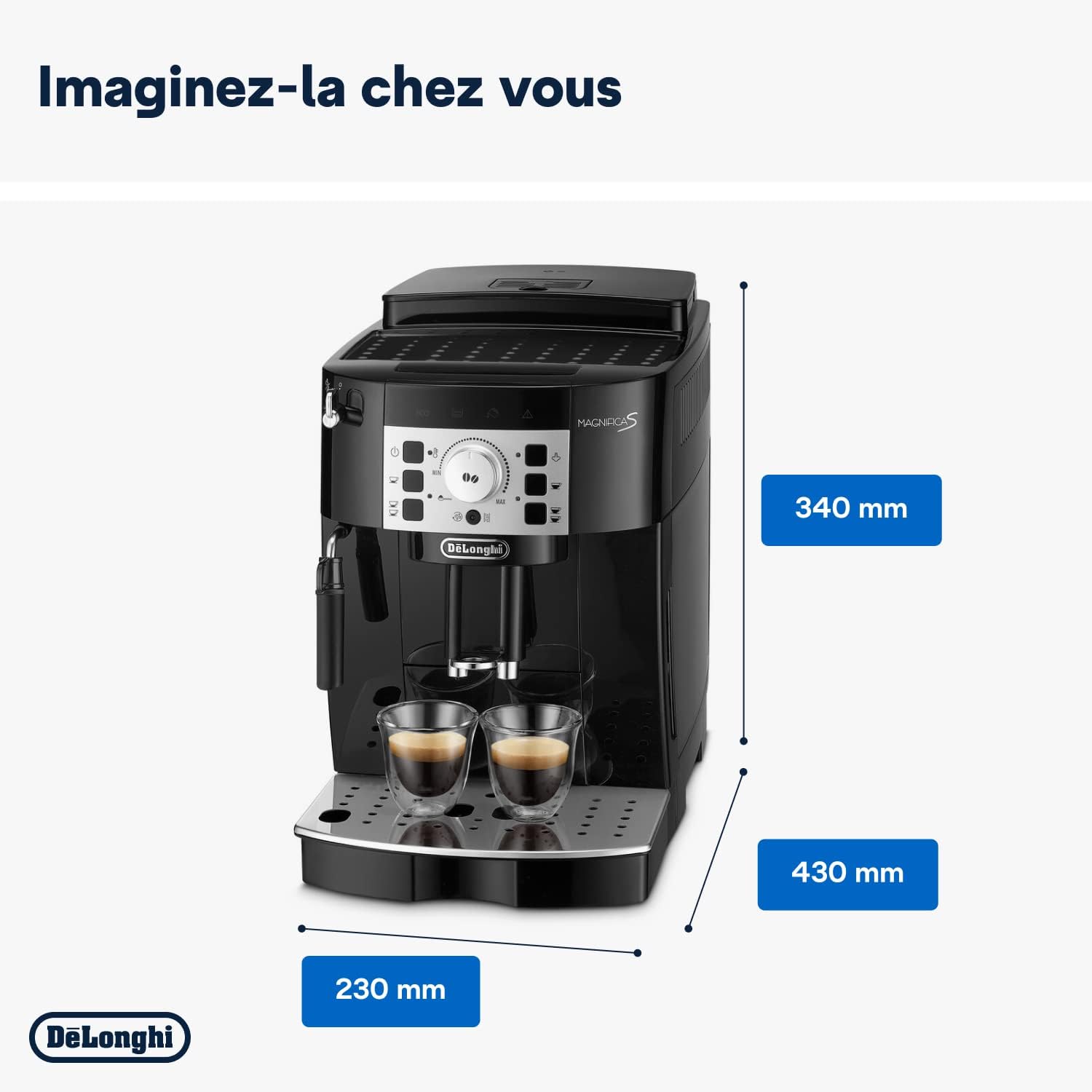 De'Longhi Magnifica S ECAM11.112.B  Machine à Café Automatique/ à Espresso du Grain à la Tasse Avec Buse à Lait, avec 4 Recettes à Touche Unique Panneau de Contrôle Soft-Touch 1450W