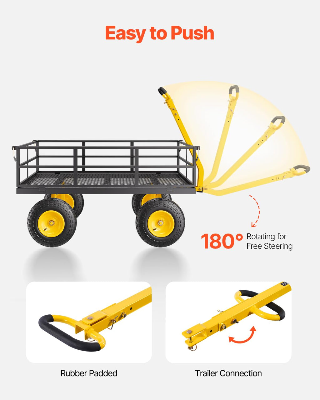 VEVOR chariot de transport de jardin véhicule utilitaire de remorque en métal extérieur robuste