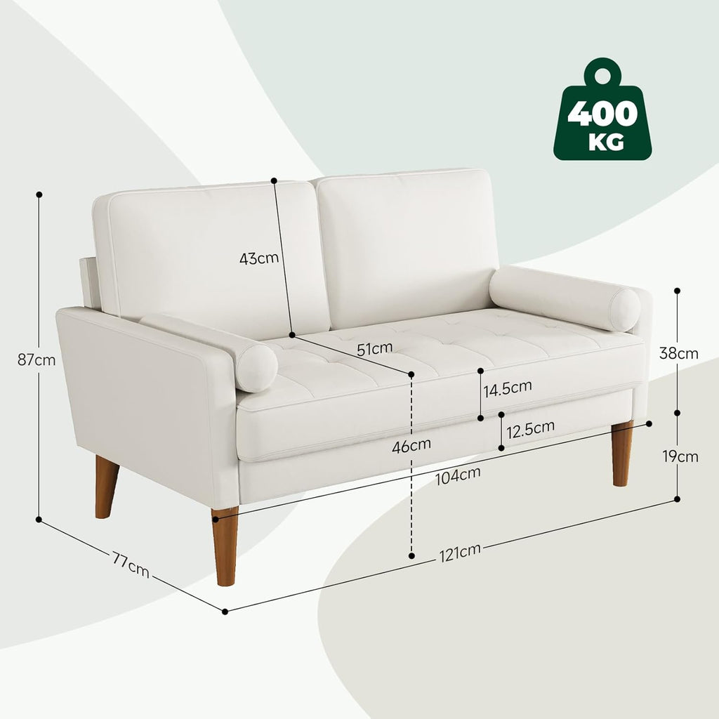 Vesgantti petit canapé gris, canapé en velours avec coussins à ressorts, accoudoirs