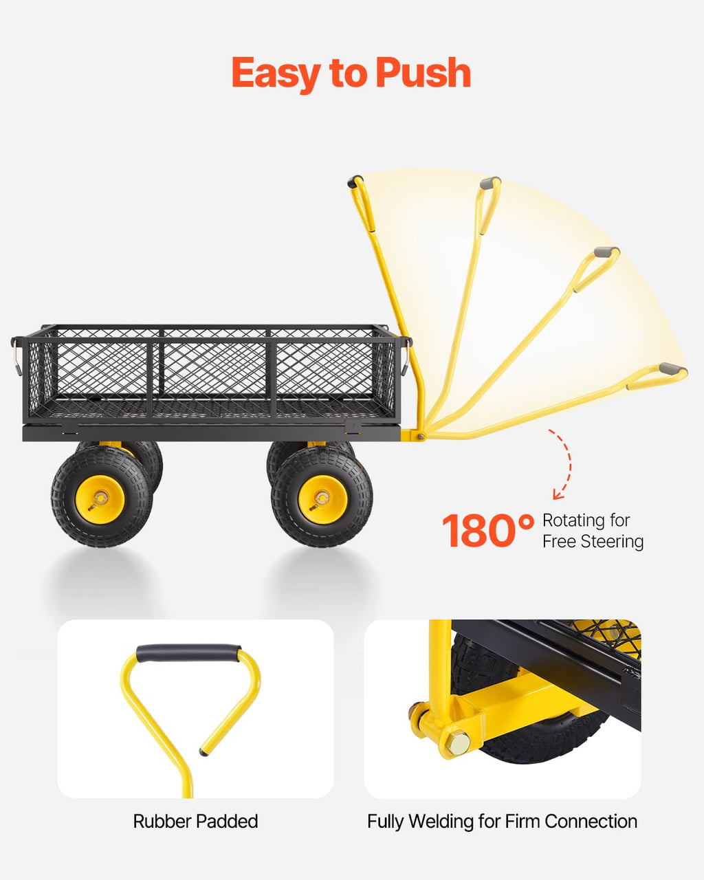 VEVOR chariot de transport de jardin véhicule utilitaire de remorque en métal extérieur robuste