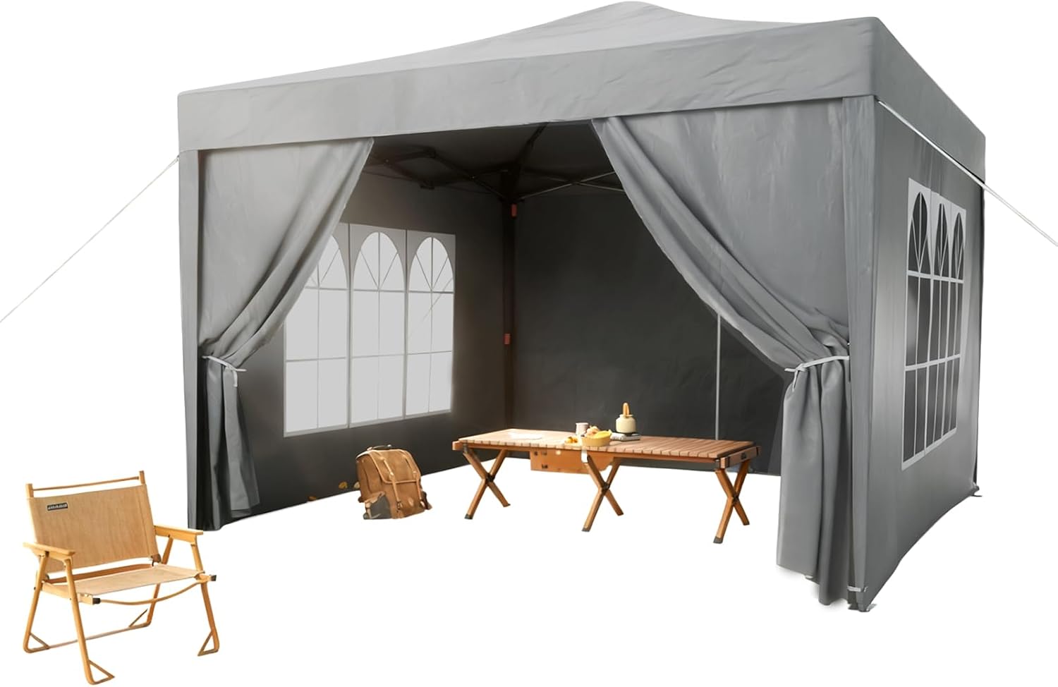 Gazebo pliant ISE, gazebo pliant 3x3 avec rideaux, gazebo de jardin extérieur,