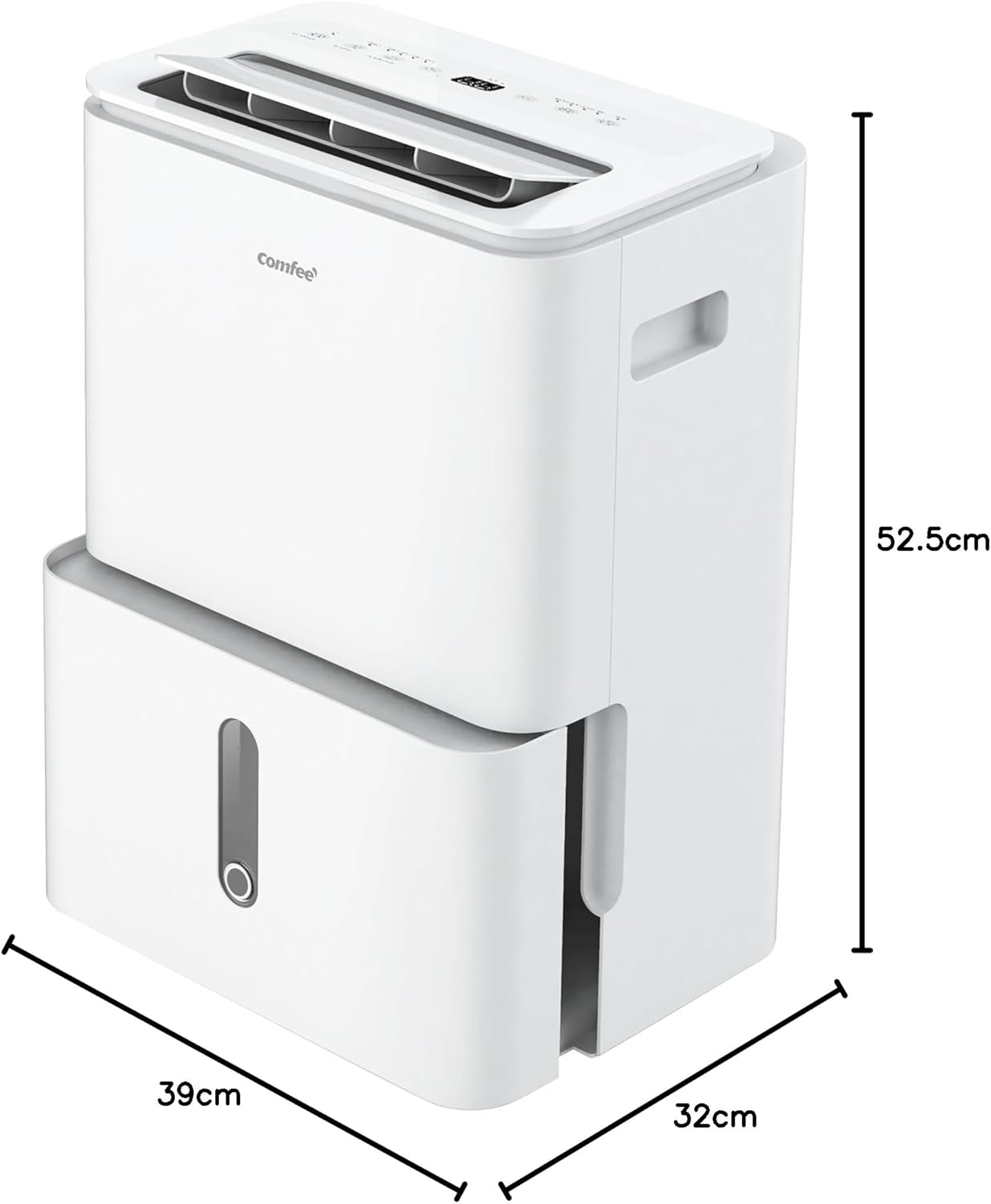 Déshumidificateur puissant COMFEE, absorbe jusqu'à 50 L/jour, sèche-linge, mode confort, grand réservoir de 6 L, minuterie 24 h, idéal pour les grandes pièces de 101 à 116 ㎡, MDDPE-50DEN7, cave, sous-sol