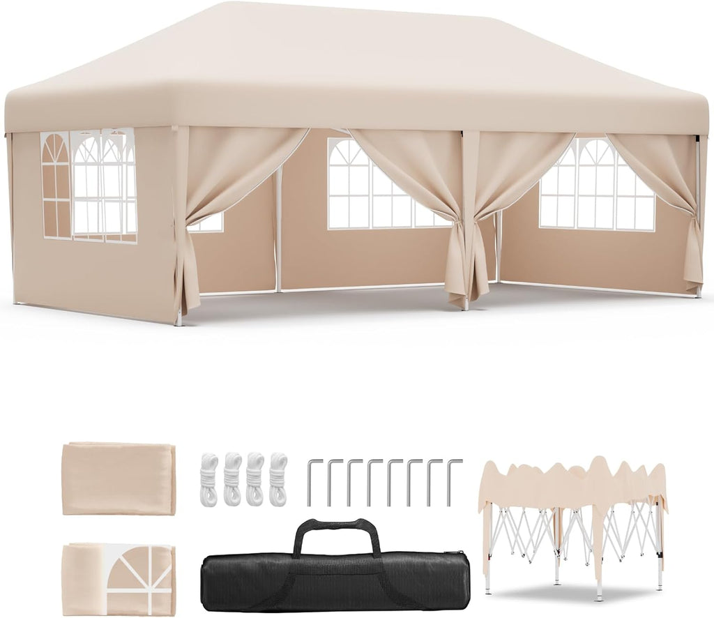 Gazebo pliant étanche JUMMICO, gazebo de jardin extérieur, gazebo pliant à hauteur réglable,