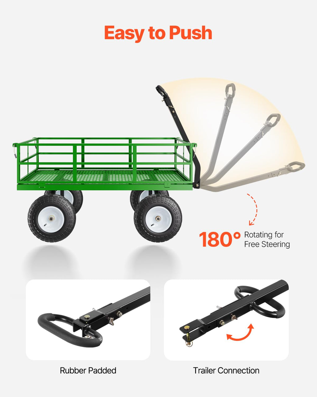 VEVOR chariot de transport de jardin véhicule utilitaire de remorque en métal extérieur robuste