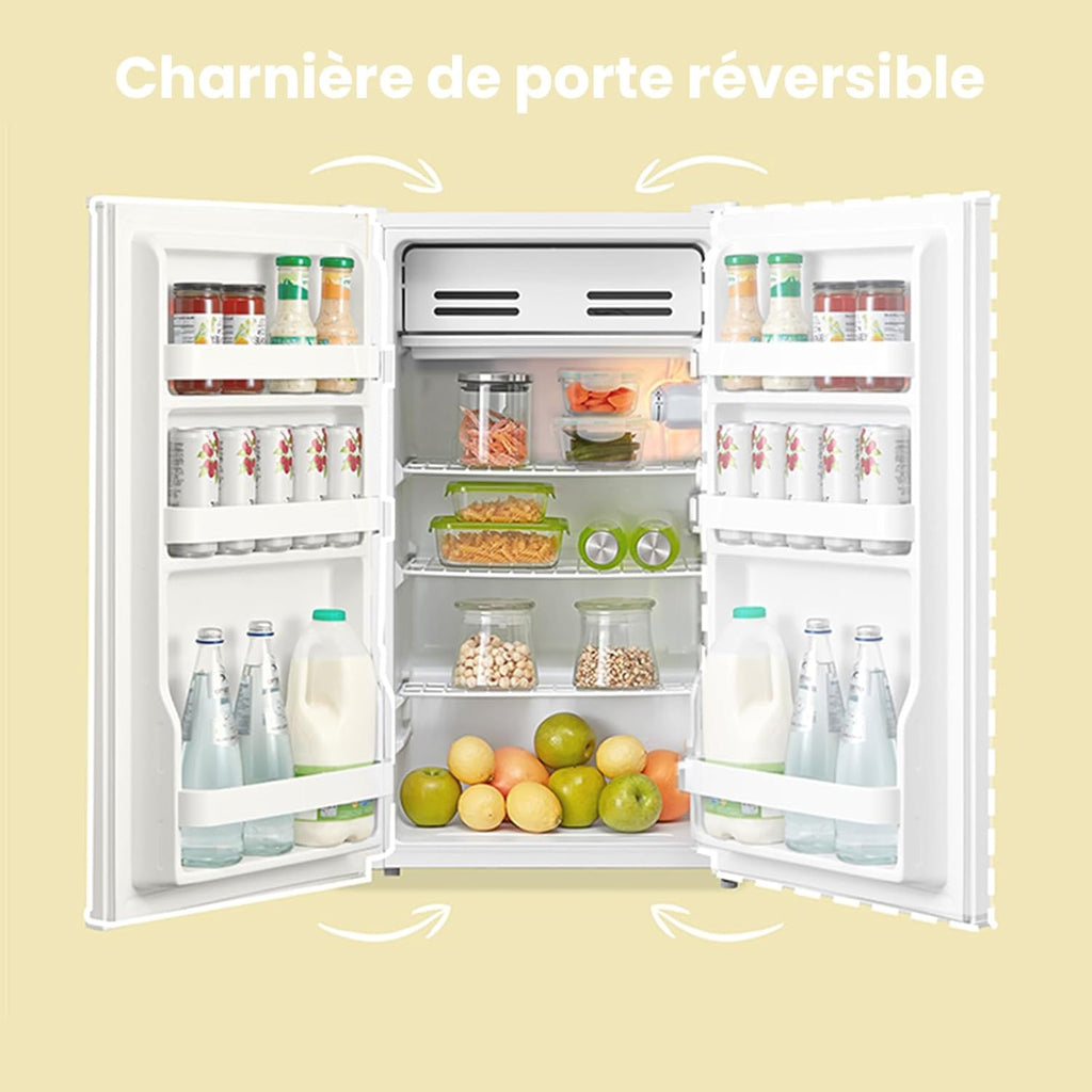 Comfee' RCD50WH2(E) Mini Réfrigérateur/Glacière 43L avec Compartiment Congélateur/Petit Réfrigérateur pour Chambre et Bureau/Refroidissement Rapide dans le Refroidisseur/Contrôle de Température/Blanc