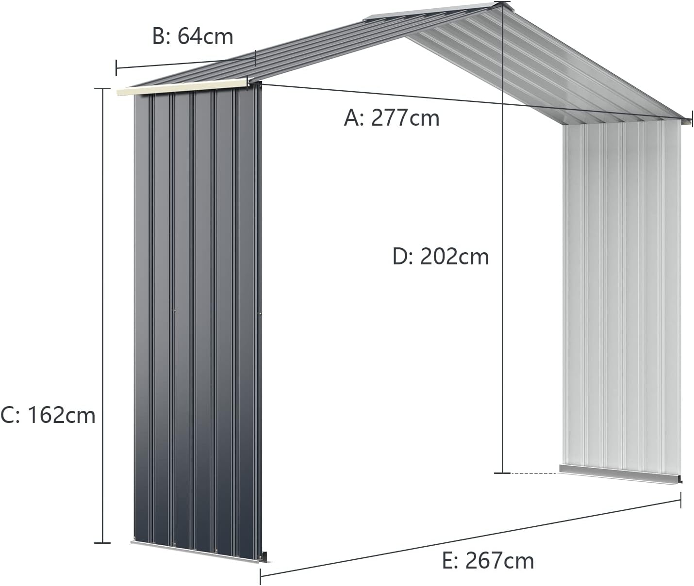 Abri de jardin en métal Costway + 1 kit d'extension avec 2 portes coulissantes verrouillables, 4 trous de ventilation, toit incliné pour vélo