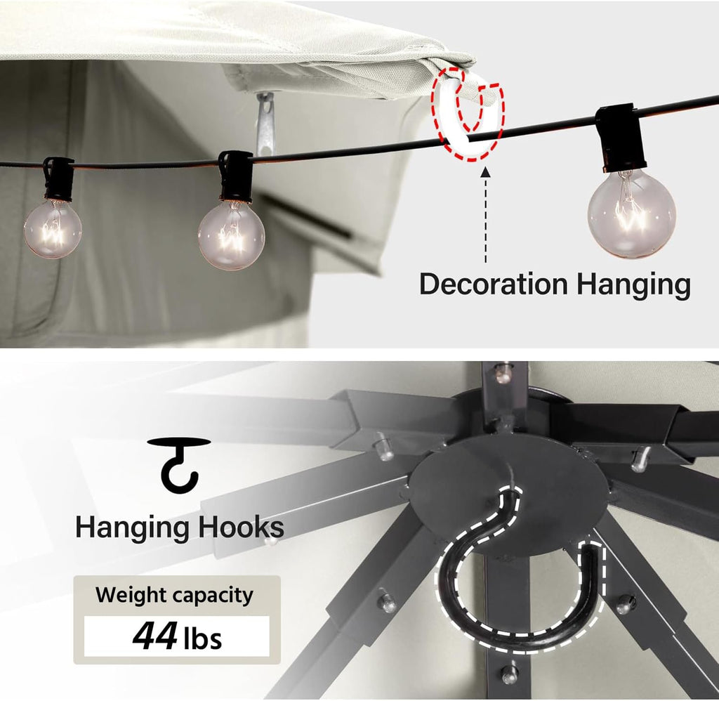 Tente pavillon d'extérieur améliorée à double toit, auvent imperméable UV50+ avec filet et crochets