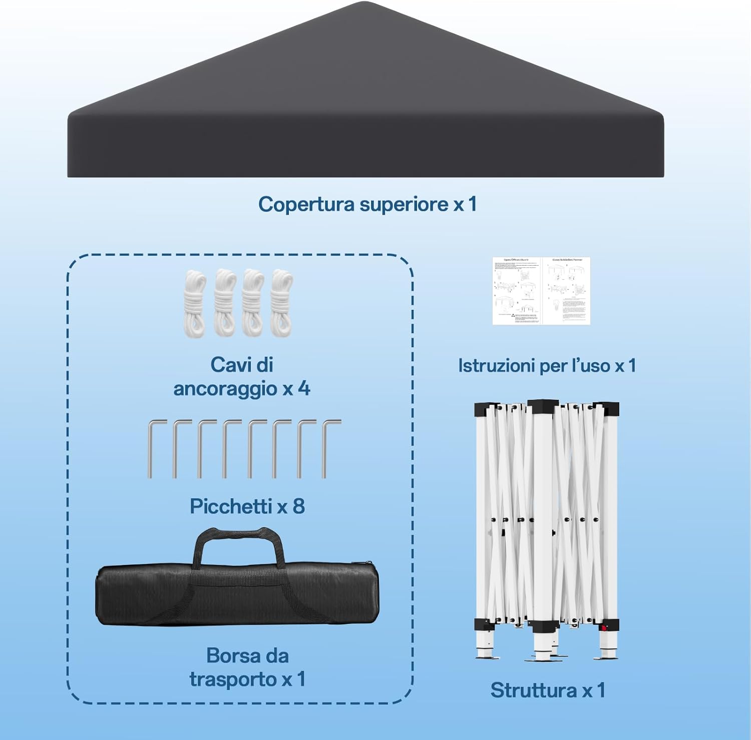 JUMMICO Waterdichte opvouwbare tuinpaviljoen, tuinpaviljoen voor buiten, in hoogte verstelbaar, Barnum UV50+, paviljoen voor kamperen, festivals, strand, tuinen 