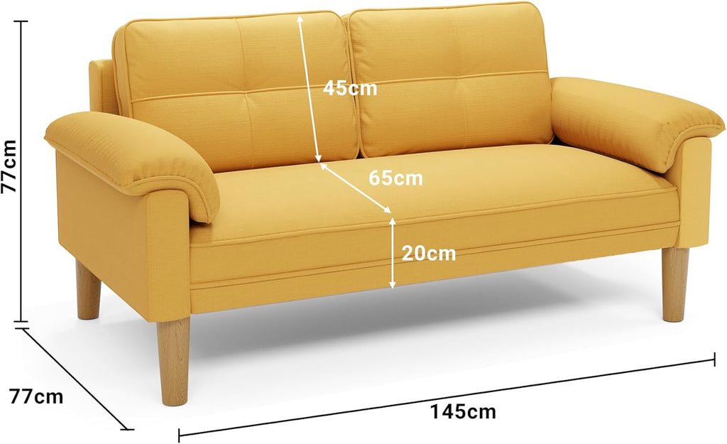 Xbro 2-zitsbank - Kleine 2-zitsbank met armleuningen en zijvak, moderne bank voor woonkamer, appartement, kantoor, eenvoudig te monteren, 144 x 77 x 77 cm, donkergrijs 