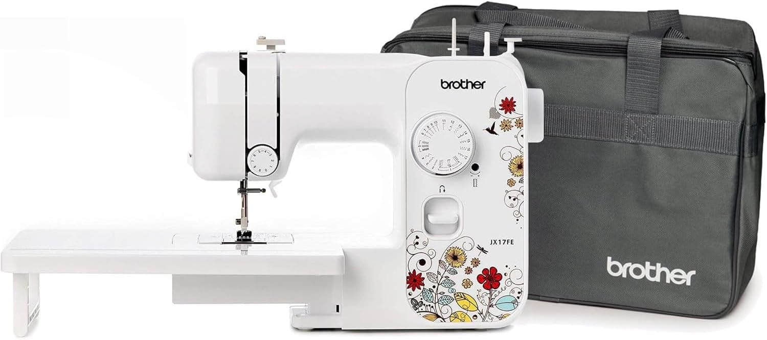 Brother JX17FE (Fantasy Edition) elektrische naaimachine voor beginners, draagbaar, 17 verschillende steken, automatisch naaien, handige steken, elastisch en decoratief, multifunctioneel 