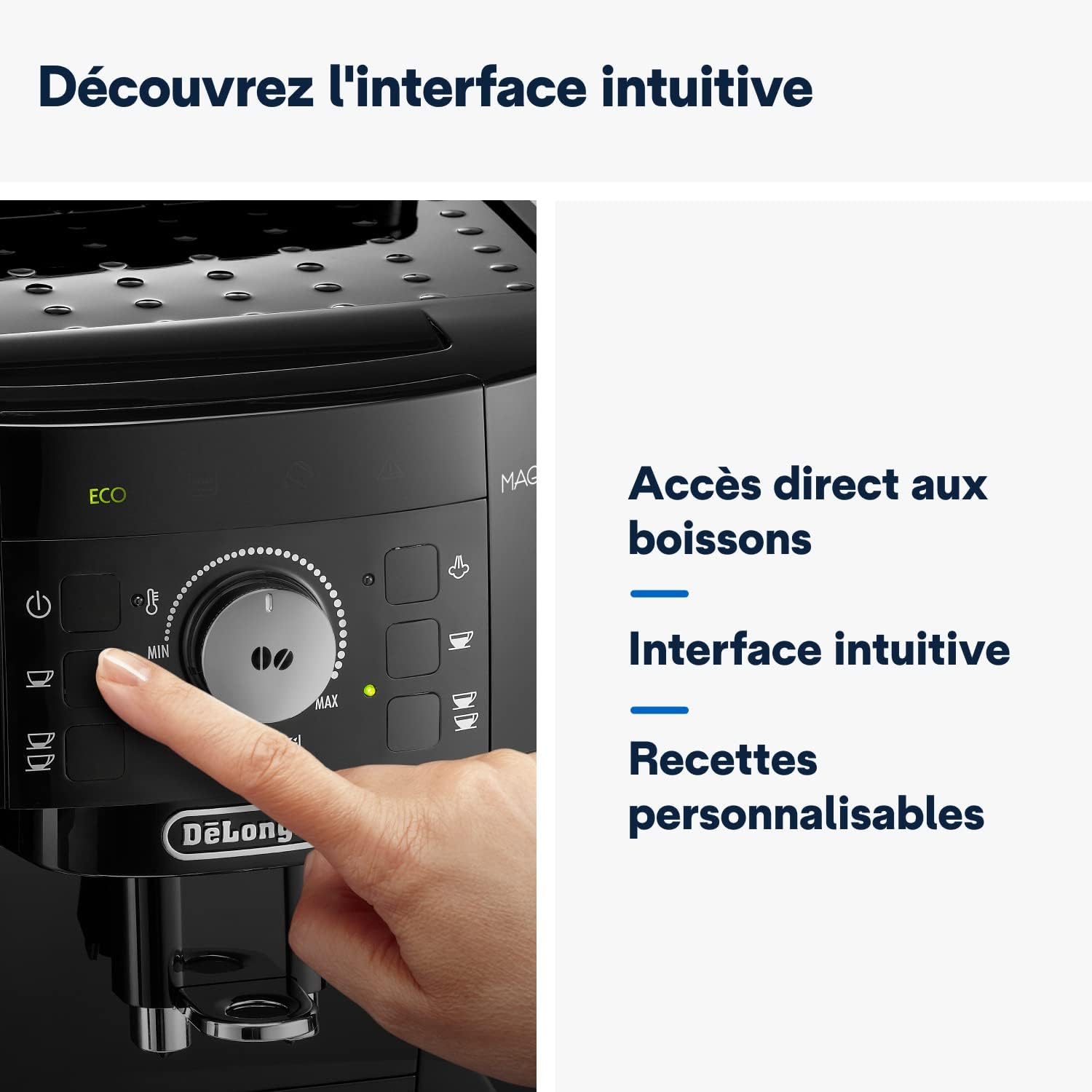 De'Longhi Magnifica S ECAM11.112.B  Machine à Café Automatique/ à Espresso du Grain à la Tasse Avec Buse à Lait, avec 4 Recettes à Touche Unique Panneau de Contrôle Soft-Touch 1450W