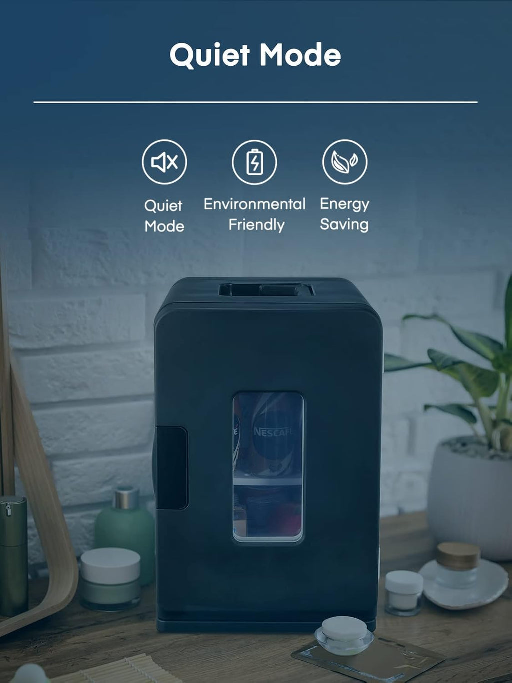 Mini réfrigérateur FOHERE 15 L/21 canettes, petit réfrigérateur portable 240 V/12 V, mode silencieux, fonction chaud/froid, cosmétique noir