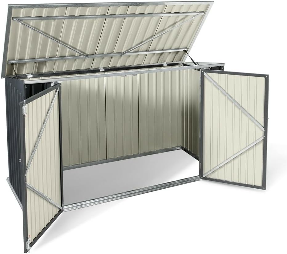 Abri de jardin en métal avec coffre de rangement pour vélos et outils - 210 x 130 x 105 cm