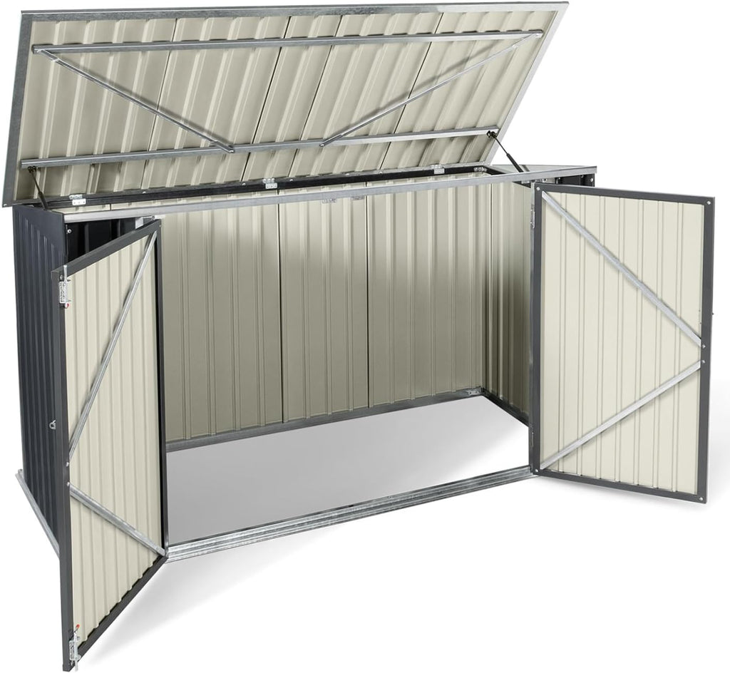 IDMarket - Abri de jardin métallique verrouillable avec rangements multiples pour vélos, outils et poubelles