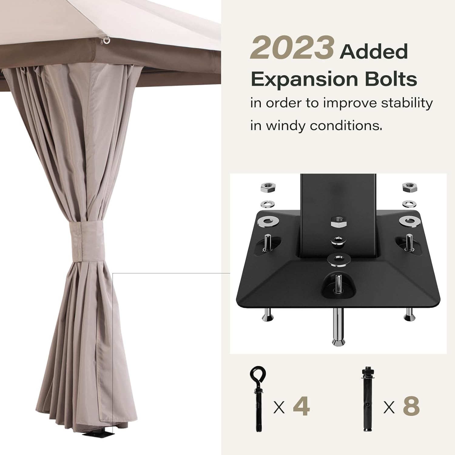 Tente pavillon d'extérieur améliorée à double toit, auvent imperméable UV50+ avec filet et crochets