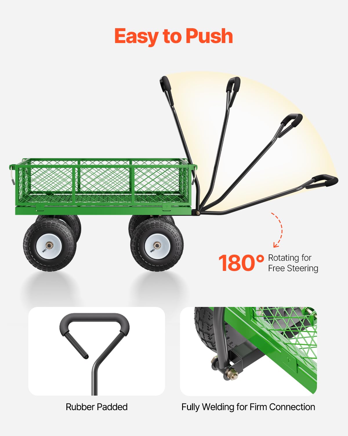 VEVOR chariot de transport de jardin véhicule utilitaire de remorque en métal extérieur robuste