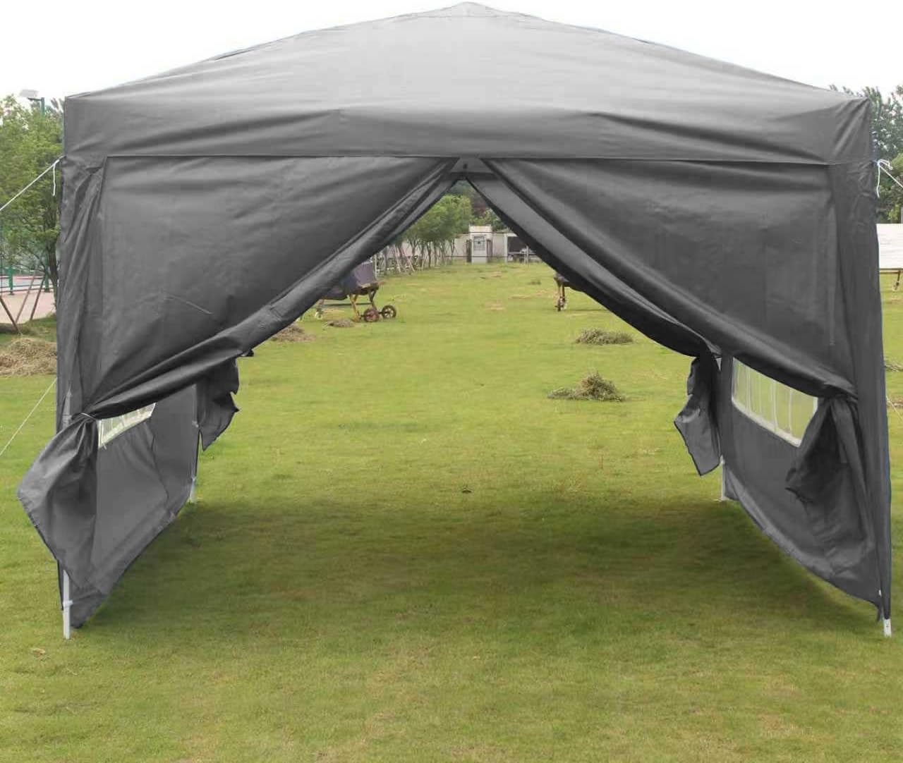 ISE opvouwbare partytent, 3x3 opvouwbare partytent met gordijnen, tuinpaviljoen, in hoogte verstelbare opvouwbare partytent, 3x3 tent, tuinpaviljoen met UV50+ bescherming, duurzame campingpartytenten 