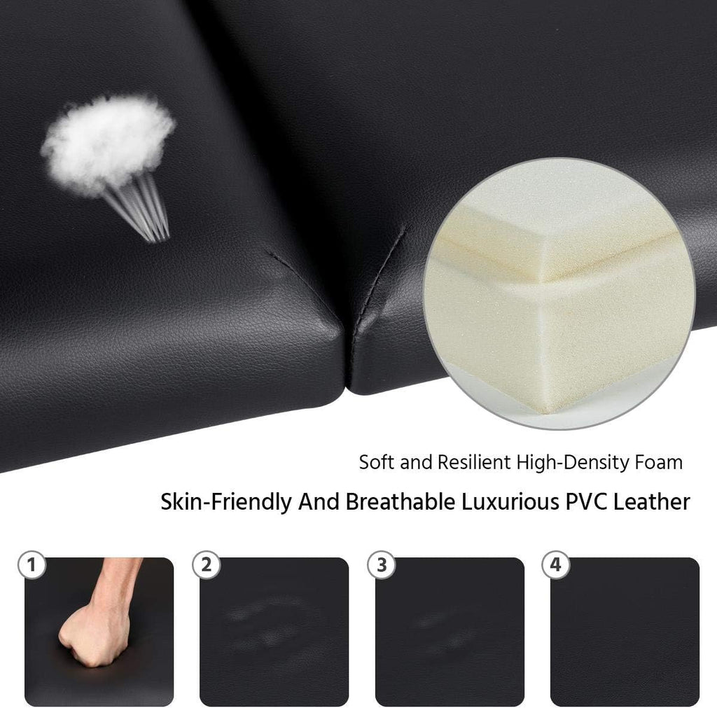 Yaheetech opklapbare massagetafel 70 cm, professioneel massagebed in 2 delen, massief houten tafelbank, cosmetische therapie, zwart 