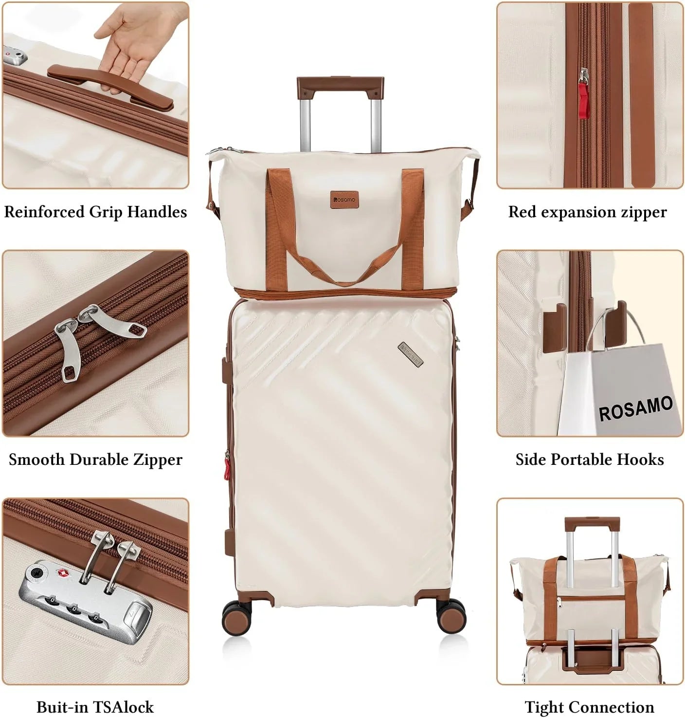 Ensemble de bagages 5 pièces valise extensible 22x14x9 certifié aviation ensemble de voyage étanche durable