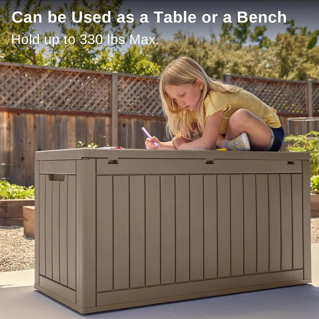 Coffre de rangement extérieur EAST OAK, coffre de terrasse de 60 gallons, utilisation intérieure et extérieure, bac de rangement en résine imperméable