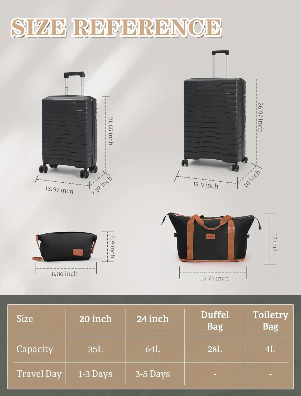 Ensemble de 5 bagages à roulettes, valise rigide en ABS avec roulettes pivotantes