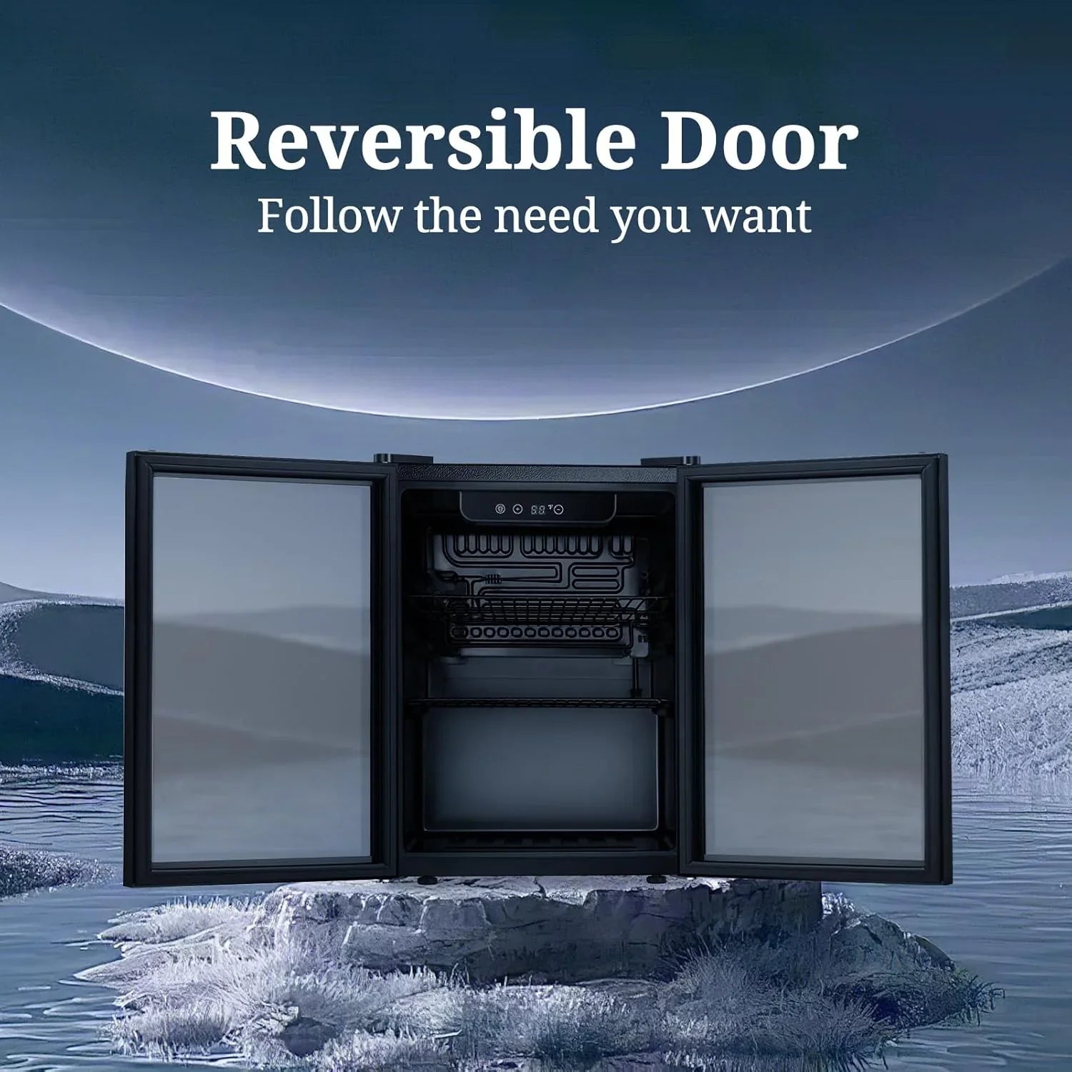 Réfrigérateur à boissons NJStar 68 canettes, mini-réfrigérateur à porte vitrée pour bière, boissons et vin, petit réfrigérateur autonome